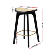 Everton Rattan Bar Stool Set of 2 – Black — image 2