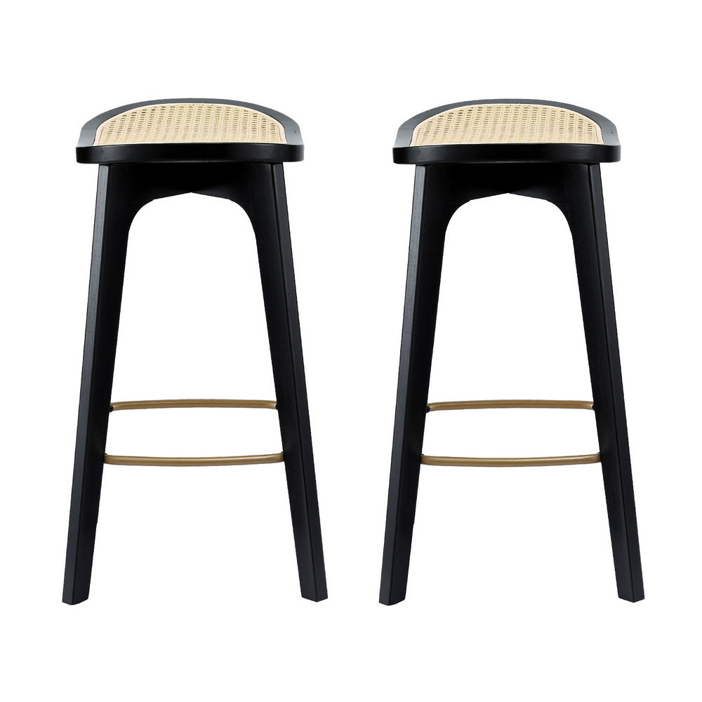 Everton Rattan Bar Stool Set of 2 – Black — image 3