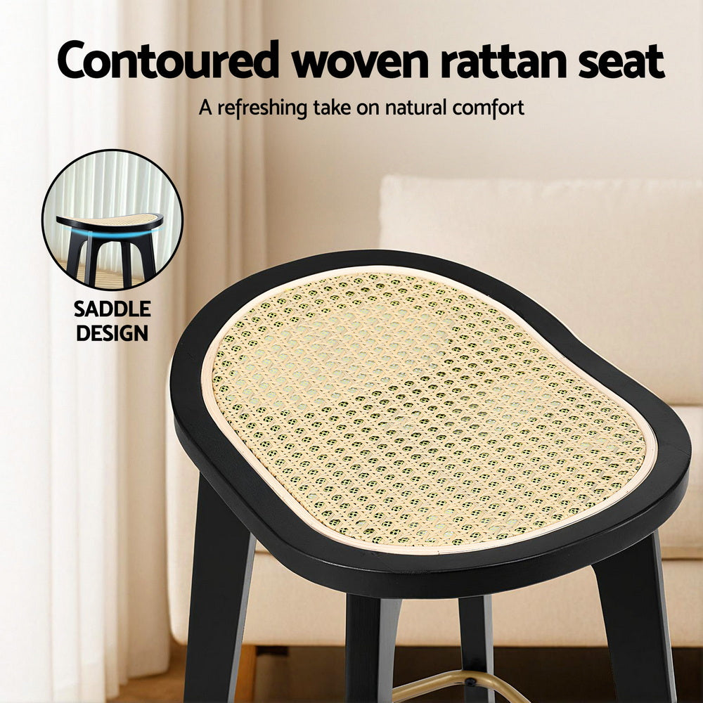 Everton Rattan Bar Stool Set of 2 – Black — image 5