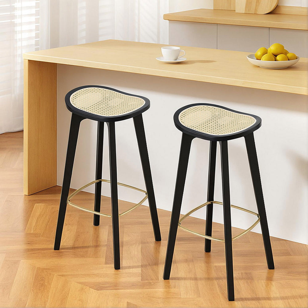 Everton Rattan Bar Stool Set of 2 – Black — image 7