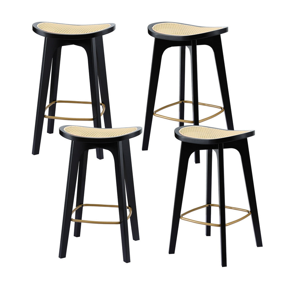 Everton Rattan Bar Stool Set of 4 – Black — image 1