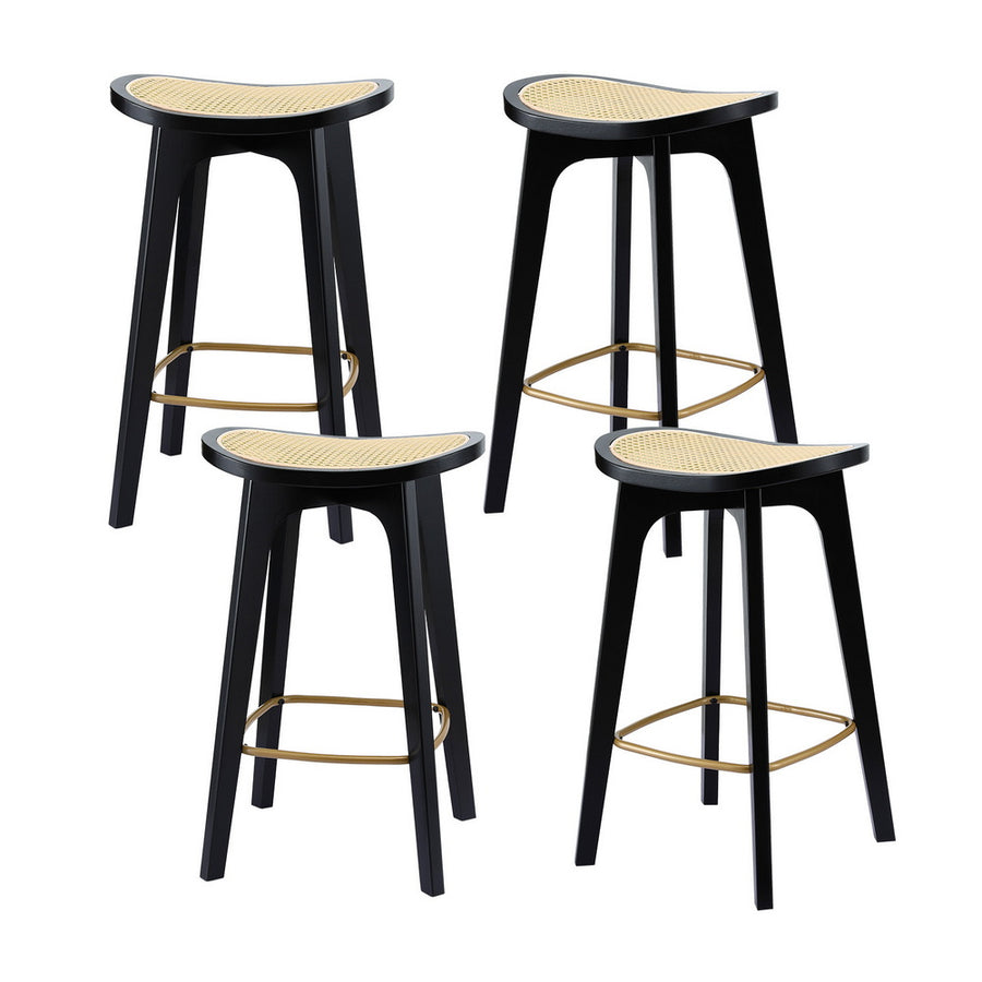 Everton Rattan Bar Stool Set of 4 – Black — image 1