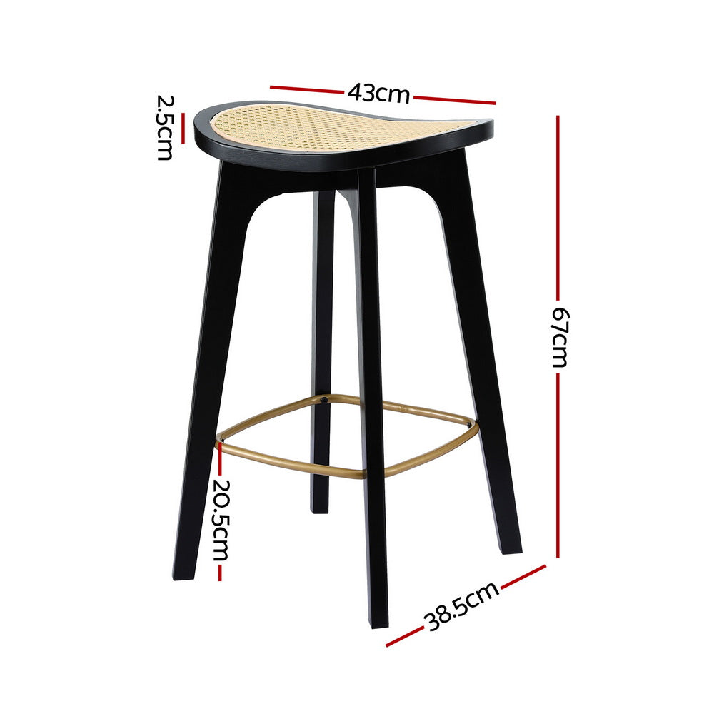 Everton Rattan Bar Stool Set of 4 – Black — image 2