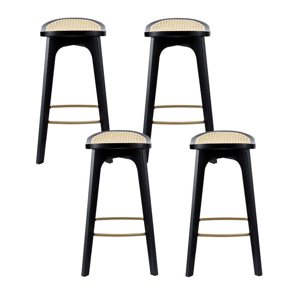 Everton Rattan Bar Stool Set of 4 – Black — image 3