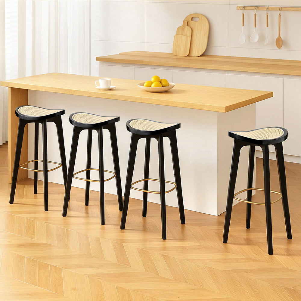 Everton Rattan Bar Stool Set of 4 – Black — image 7