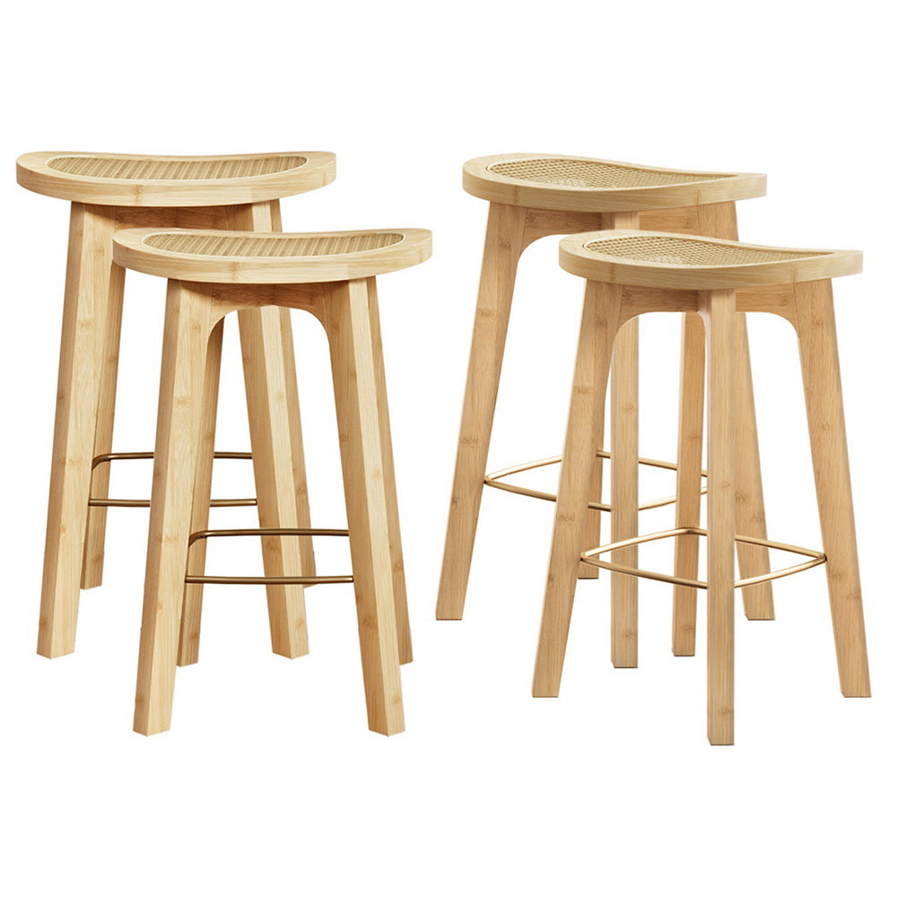 Everton Rattan Bar Stool Set of 4 – Natural — image 1