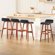Sliva PU Leather Kitchen Bar Stool Set of 4 – Black & Wood — image 1