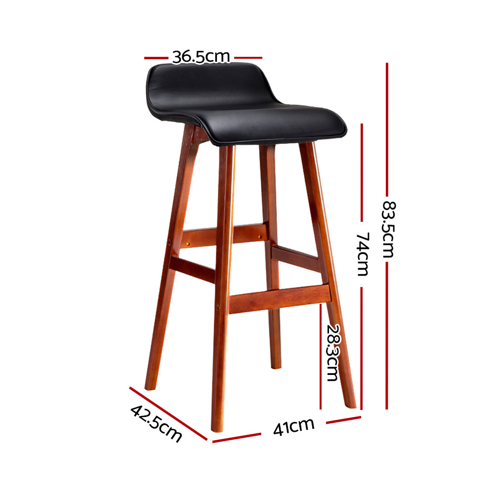 Sliva PU Leather Kitchen Bar Stool Set of 4 – Black & Wood — image 2