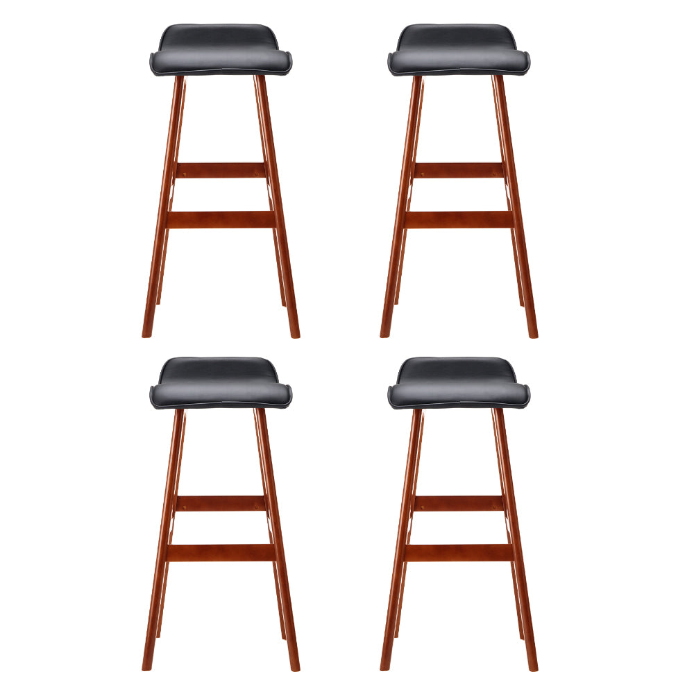 Sliva PU Leather Kitchen Bar Stool Set of 4 – Black & Wood — image 3