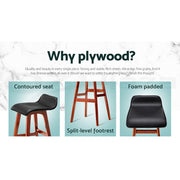 Sliva PU Leather Kitchen Bar Stool Set of 4 – Black & Wood — image 4