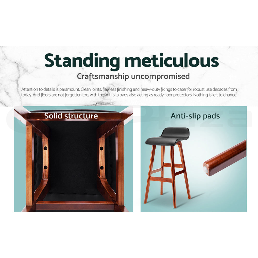 Sliva PU Leather Kitchen Bar Stool Set of 4 – Black & Wood — image 6