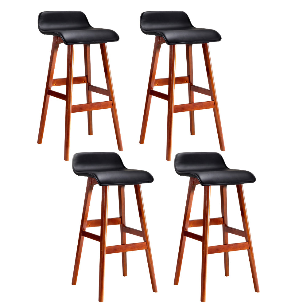 Sliva PU Leather Kitchen Bar Stool Set of 4 – Black & Wood — image 7