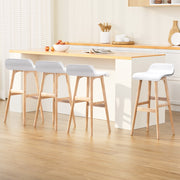 Sliva PU Leather Kitchen Bar Stool Set of 4 – White & Wood — image 1