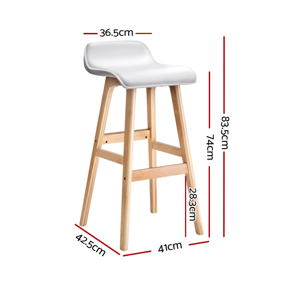 Sliva PU Leather Kitchen Bar Stool Set of 4 – White & Wood — image 2