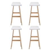 Sliva PU Leather Kitchen Bar Stool Set of 4 – White & Wood — image 3