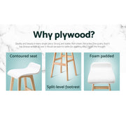 Sliva PU Leather Kitchen Bar Stool Set of 4 – White & Wood — image 4