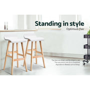 Sliva PU Leather Kitchen Bar Stool Set of 4 – White & Wood — image 5