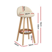 Dalvey PU Leather Wooden Swivel Bar Stool Set of 4 – Beige — image 2