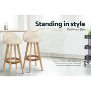 Dalvey PU Leather Wooden Swivel Bar Stool Set of 4 – Beige — image 5