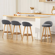 Dalvey Fabric Wooden Swivel Bar Stool Set of 4 – Grey — image 1