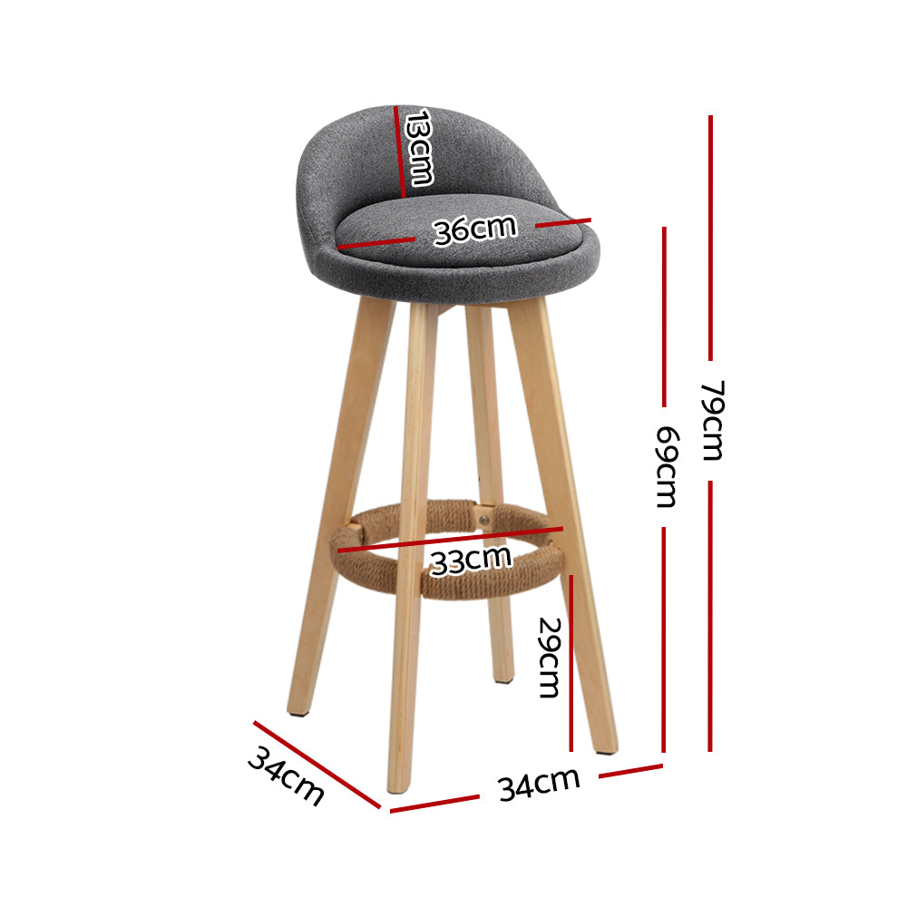 Dalvey Fabric Wooden Swivel Bar Stool Set of 4 – Grey — image 2