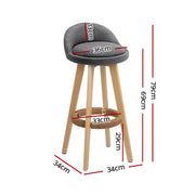 Dalvey Fabric Wooden Swivel Bar Stool Set of 4 – Grey — image 2