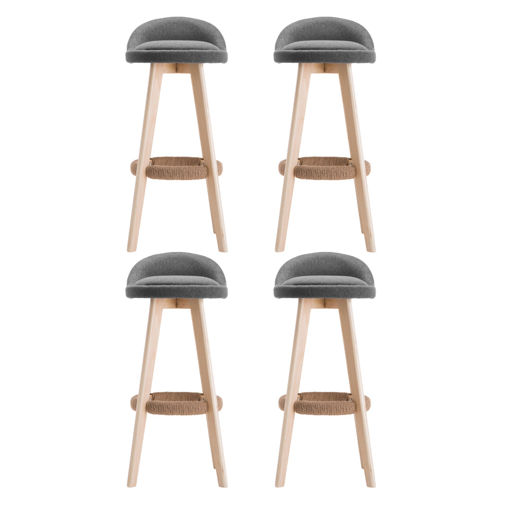 Dalvey Fabric Wooden Swivel Bar Stool Set of 4 – Grey — image 3