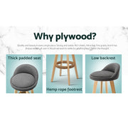 Dalvey Fabric Wooden Swivel Bar Stool Set of 4 – Grey — image 4