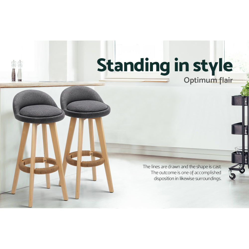 Dalvey Fabric Wooden Swivel Bar Stool Set of 4 – Grey — image 5