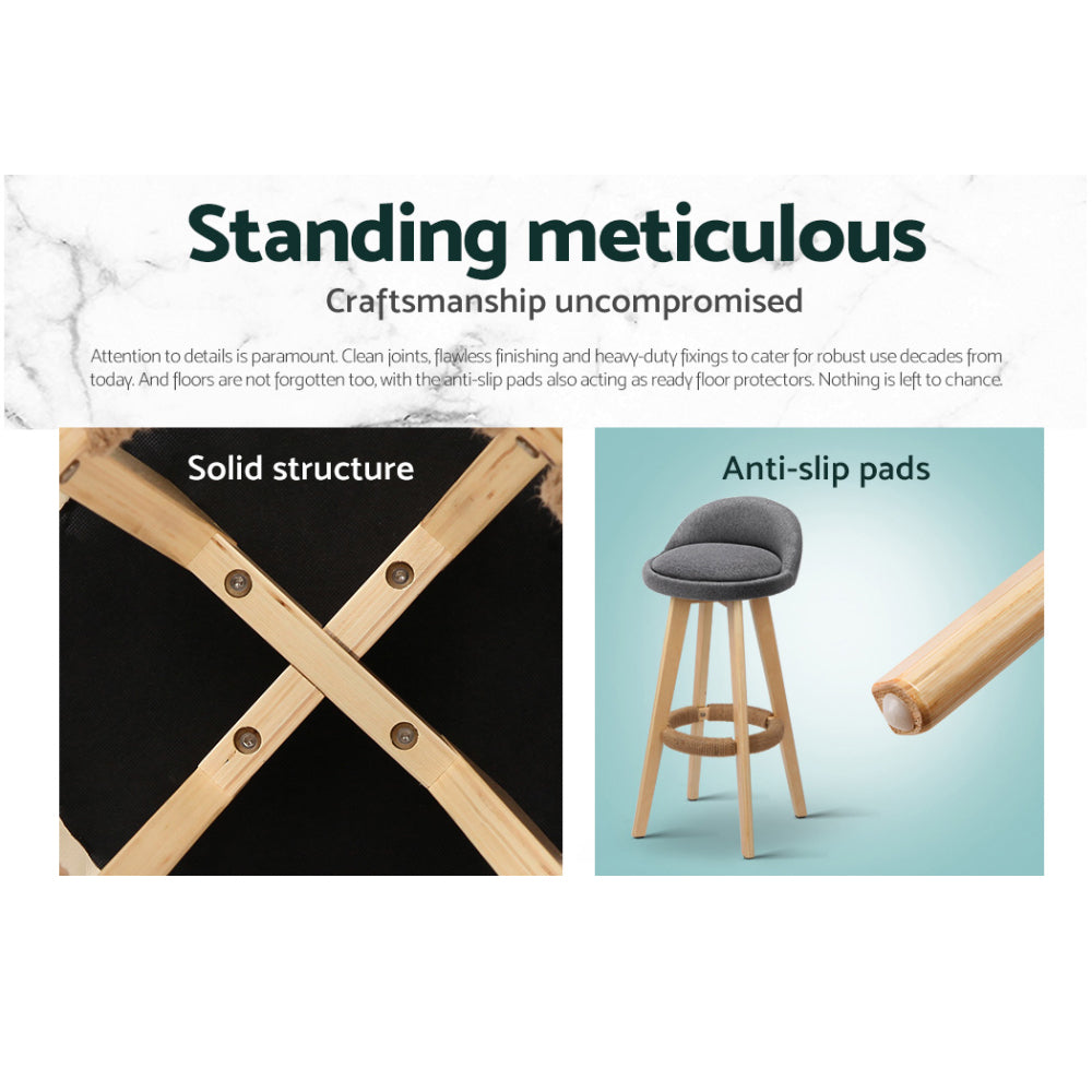 Dalvey Fabric Wooden Swivel Bar Stool Set of 4 – Grey — image 6