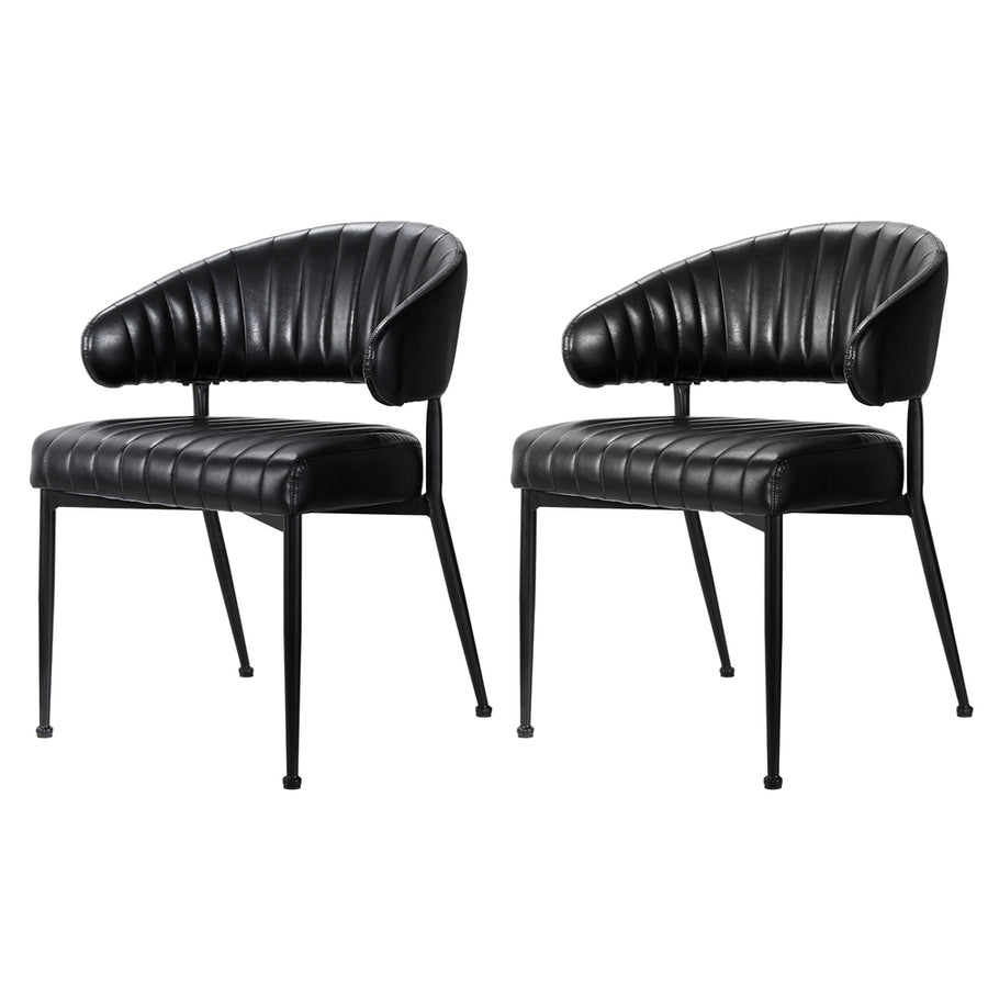 Lachlan PU Leather Dining Chair Set of 2 – Black