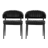 Artiss Dining Chairs Set of 2 Leather Hollow Armchair Black