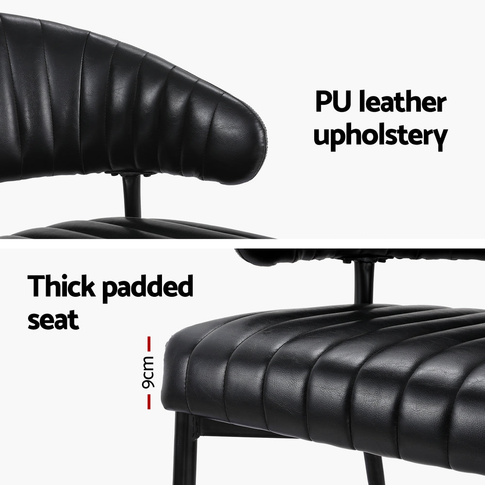 Lachlan PU Leather Dining Chair Set of 2 – Black