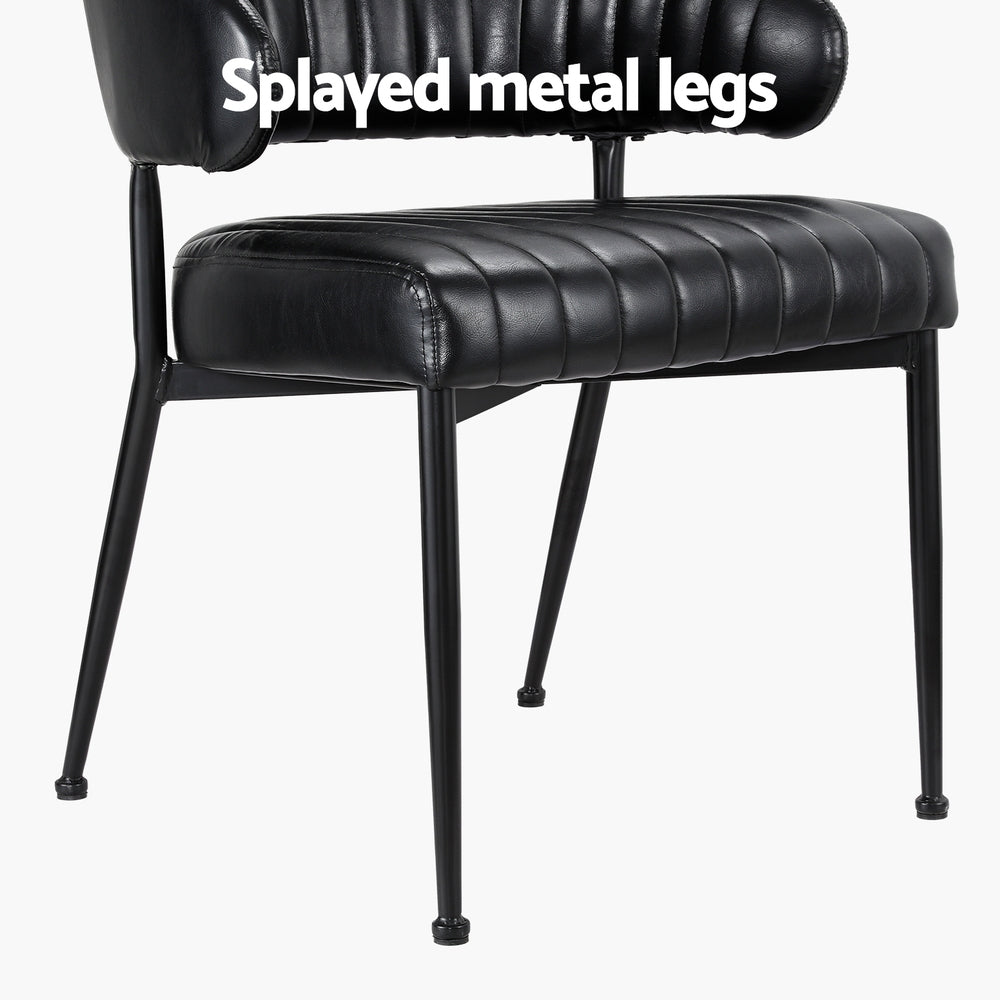 Lachlan PU Leather Dining Chair Set of 2 – Black