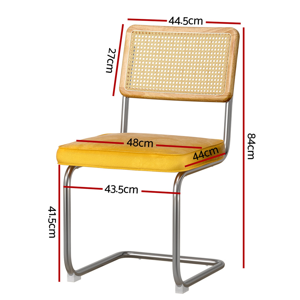 Landon Velvet Dining Chair Set of 2 – Yellow