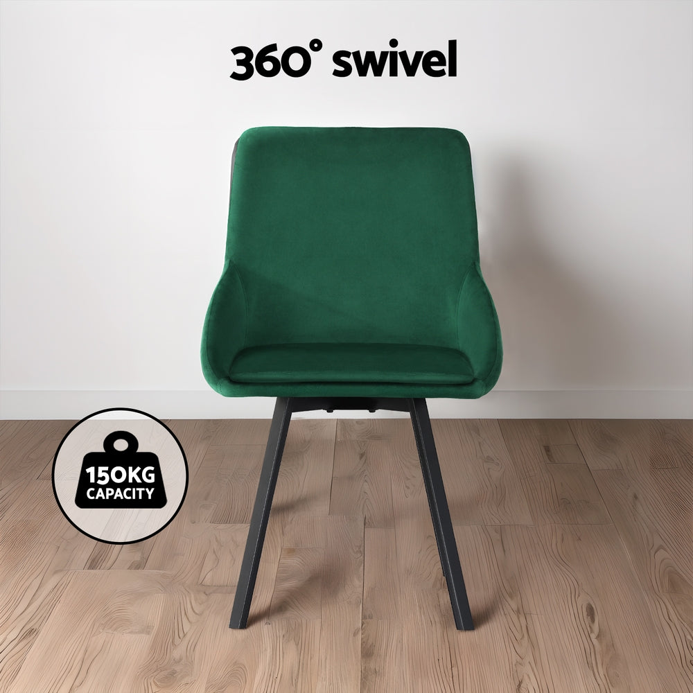 Langford Velvet Dining Chair Set of 2 – Green