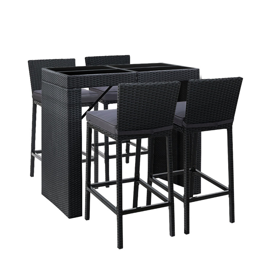 Indigo Wicker Outdoor Bistro Set – Grey