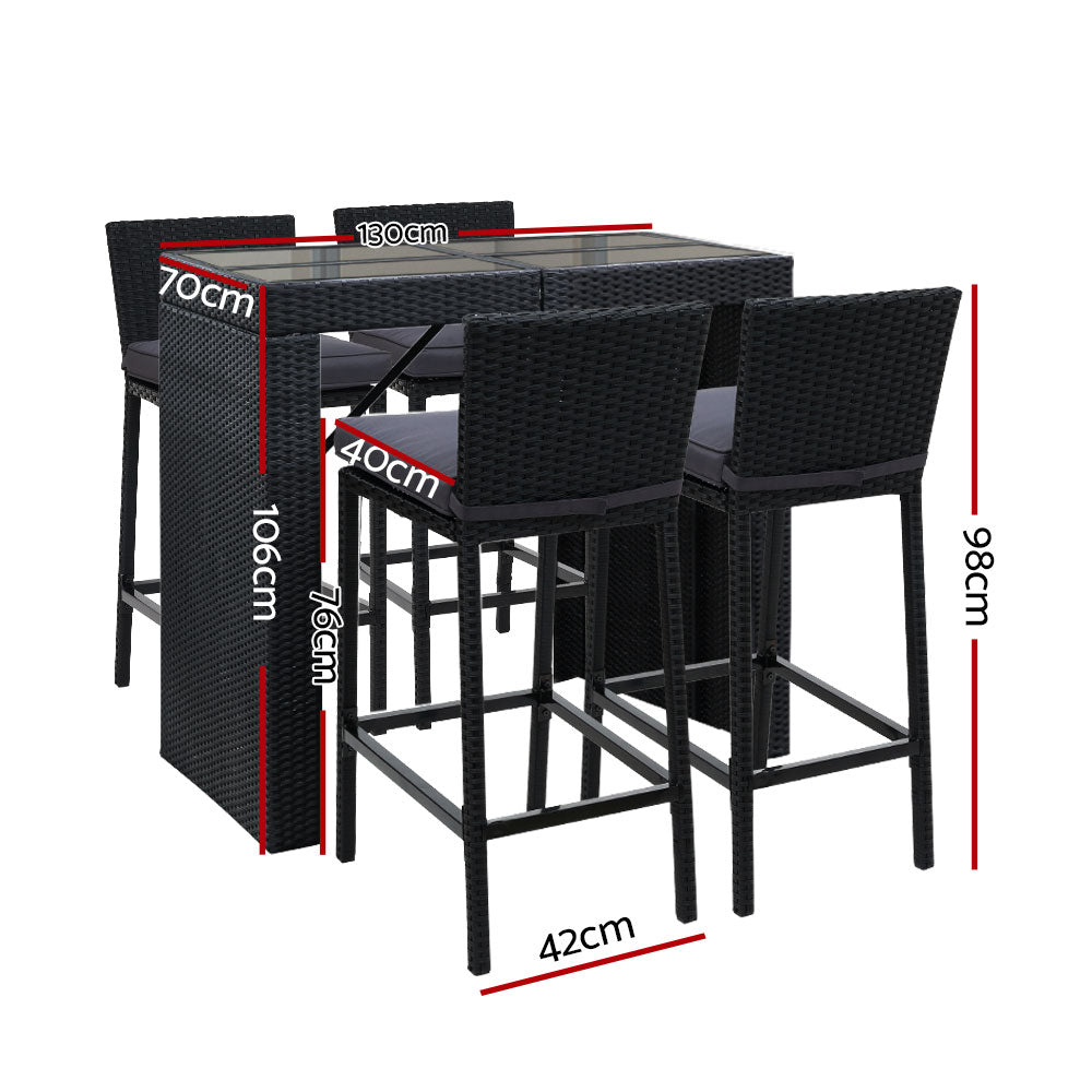 Indigo Wicker Outdoor Bistro Set – Grey