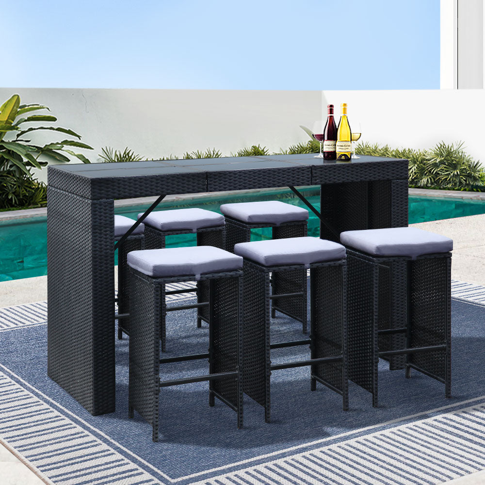 Kaden Wicker Outdoor Bistro Set – Grey