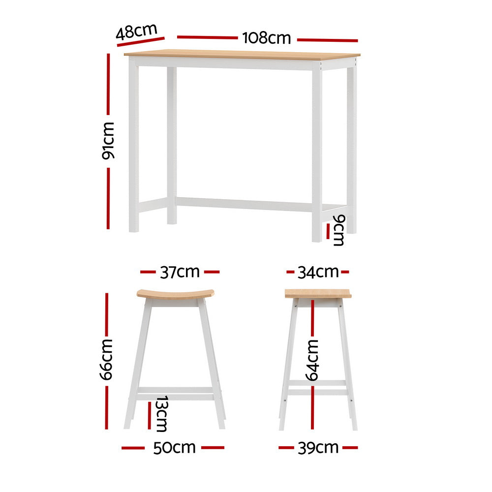 Iris Wooden Bar Table & Stool Set – White