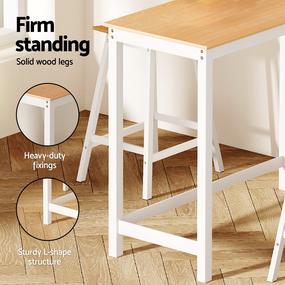 Iris Wooden Bar Table & Stool Set – White