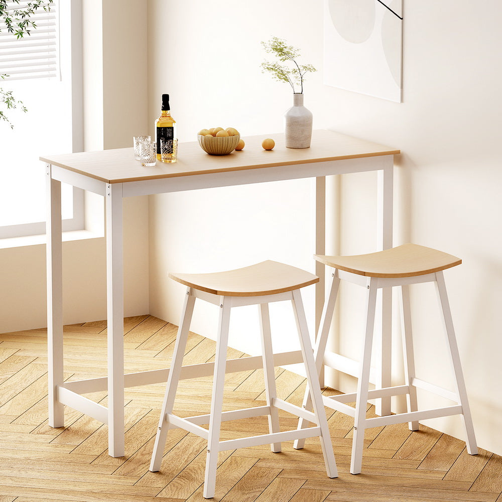 Iris Wooden Bar Table & Stool Set – White