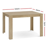 Artiss Dining Table Rectangular 4 Seater 120CM Oak Natu