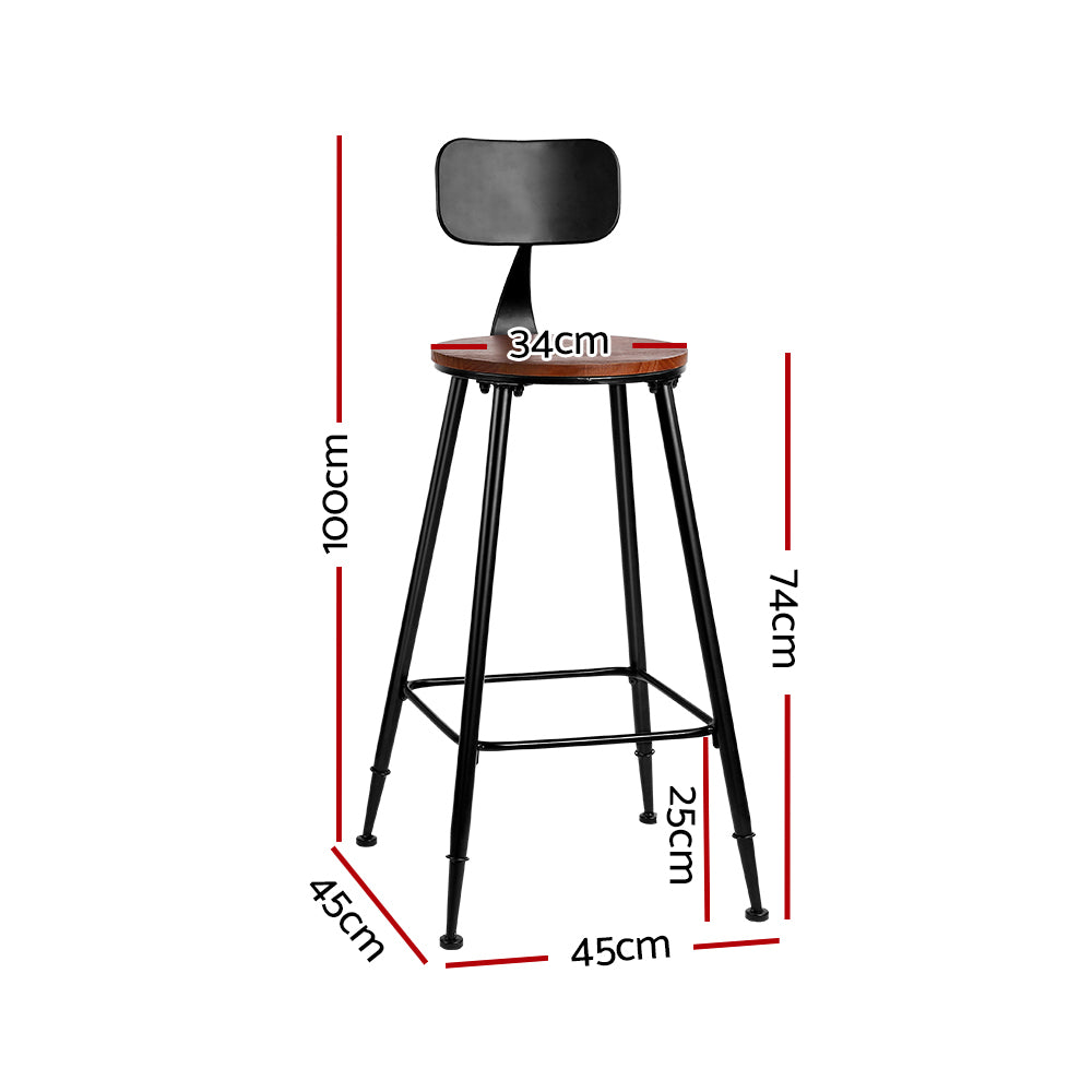 Alex Metal Bar Stool Set of 4 – Brown