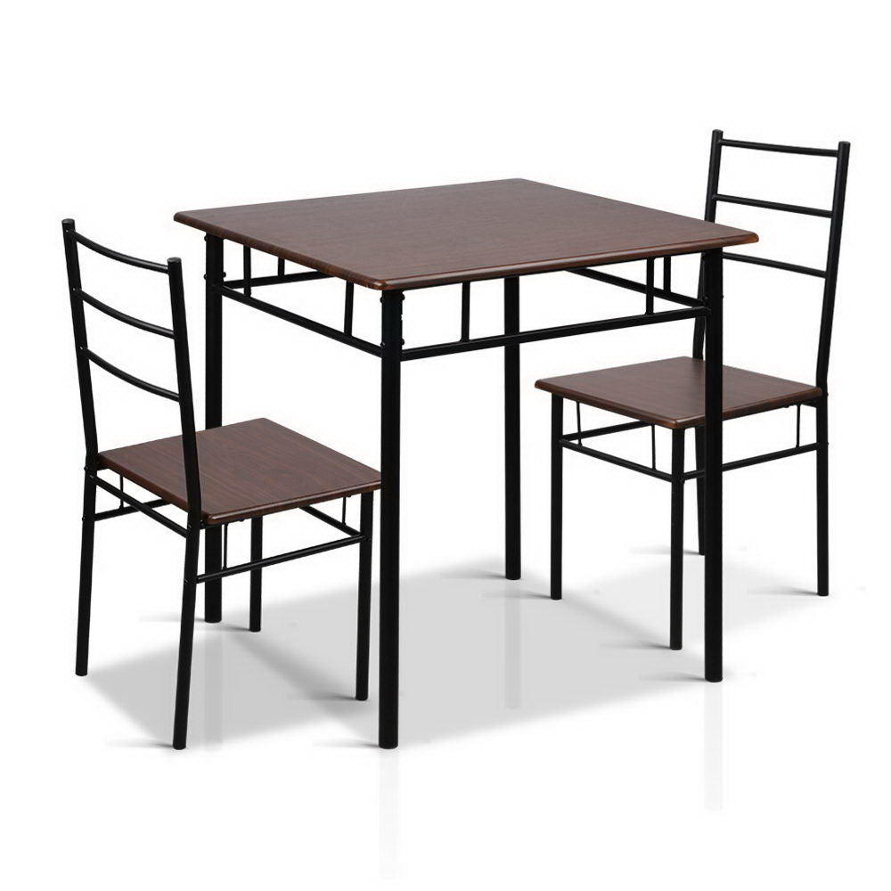 Crescent Metal Dining Set – Walnut