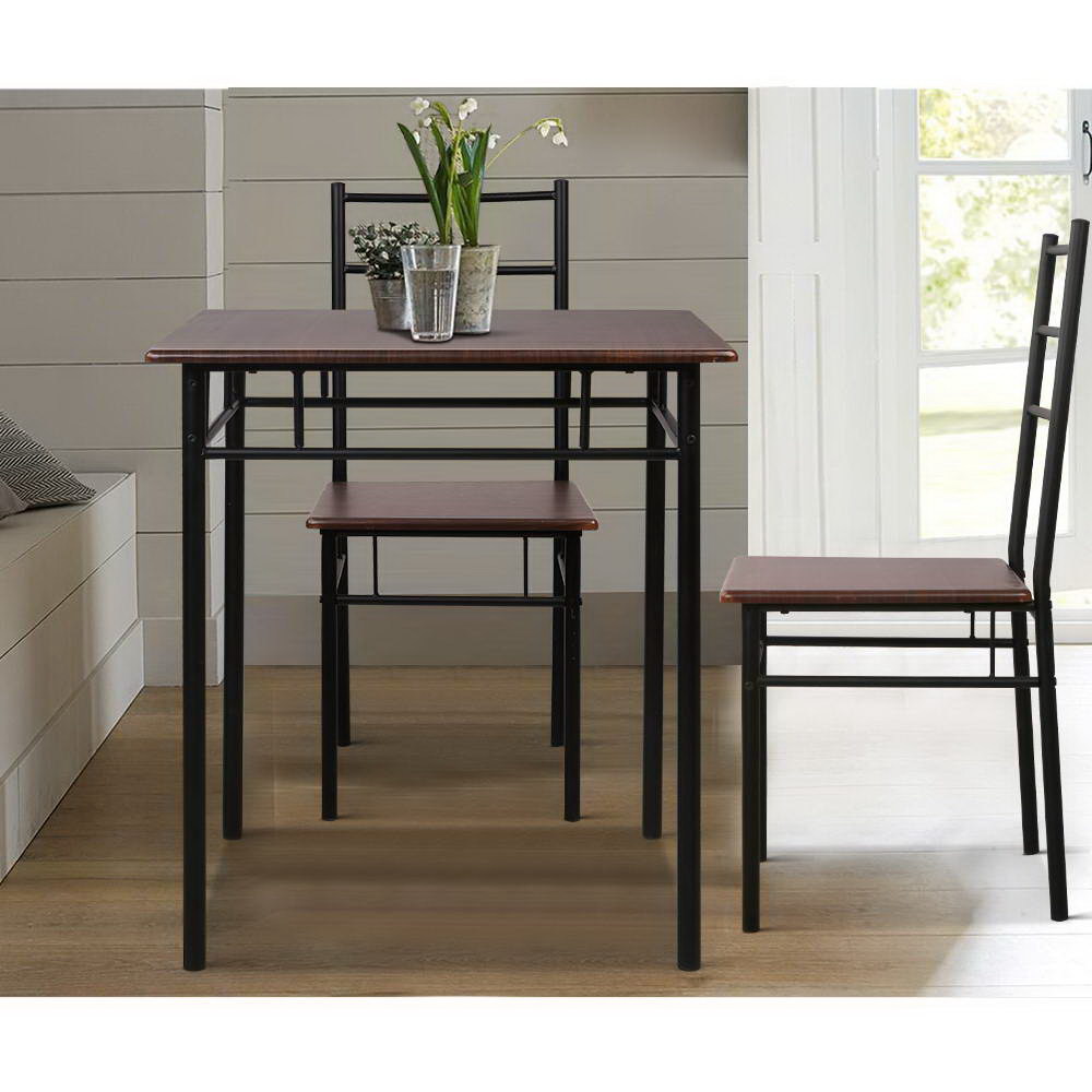 Crescent Metal Dining Set – Walnut