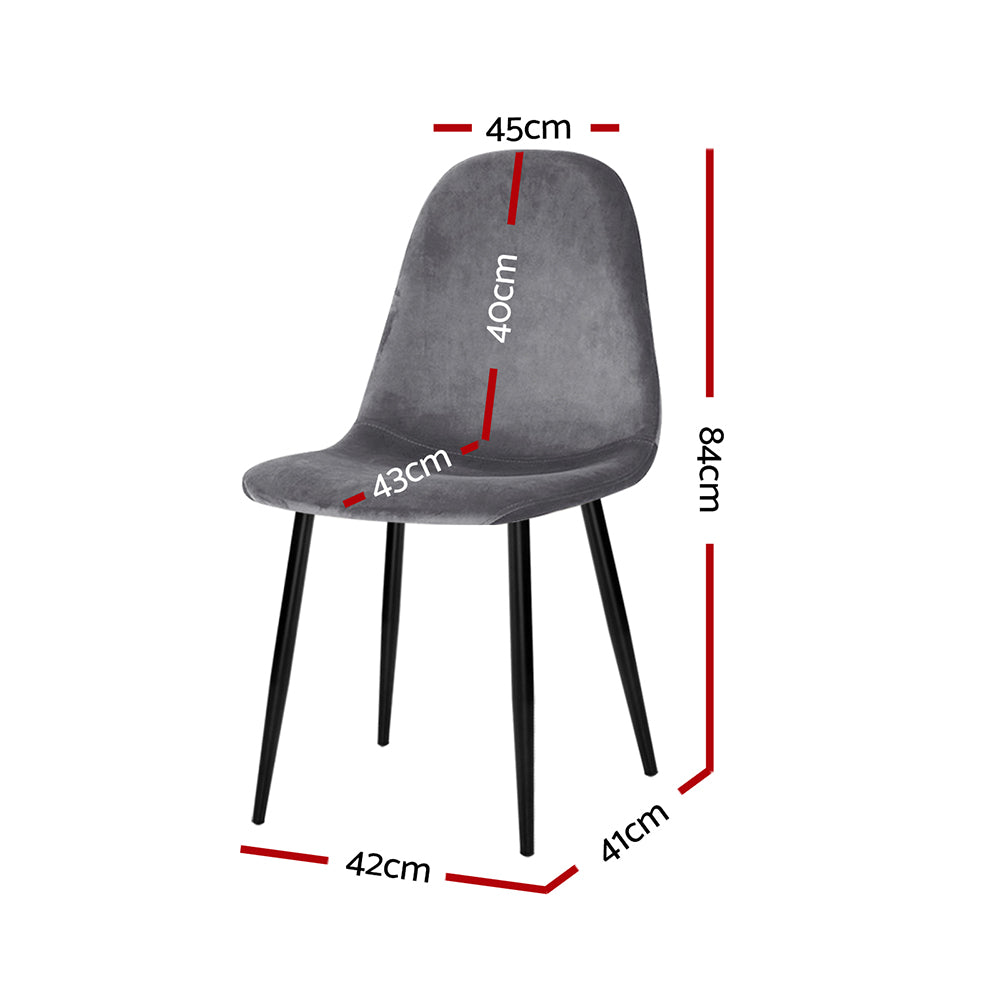 Odessa Velvet Dining Chair Set of 4 – Grey