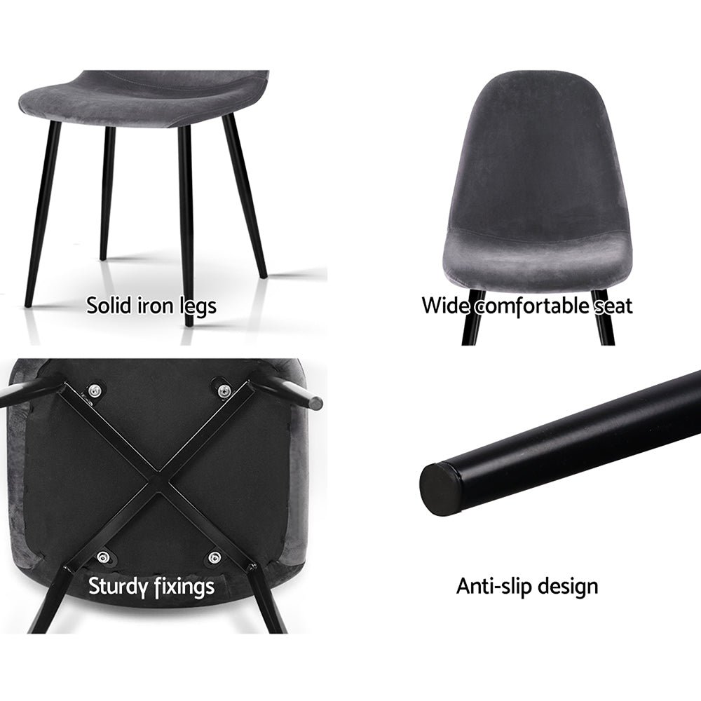 Odessa Velvet Dining Chair Set of 4 – Grey