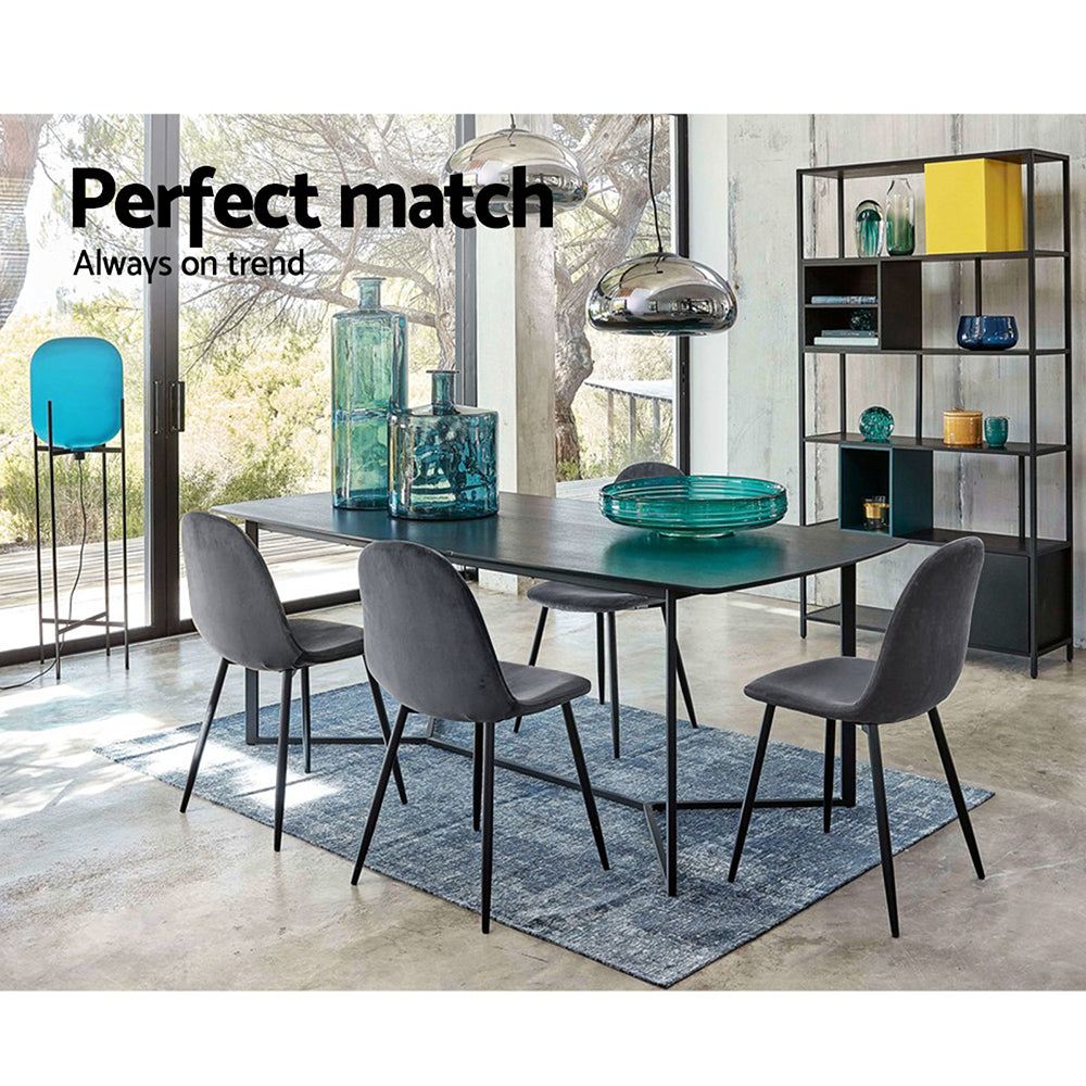 Odessa Velvet Dining Chair Set of 4 – Grey