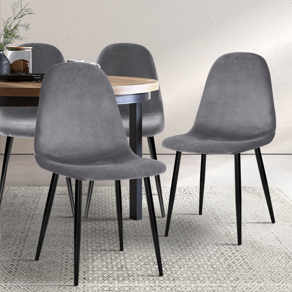 Odessa Velvet Dining Chair Set of 4 – Grey